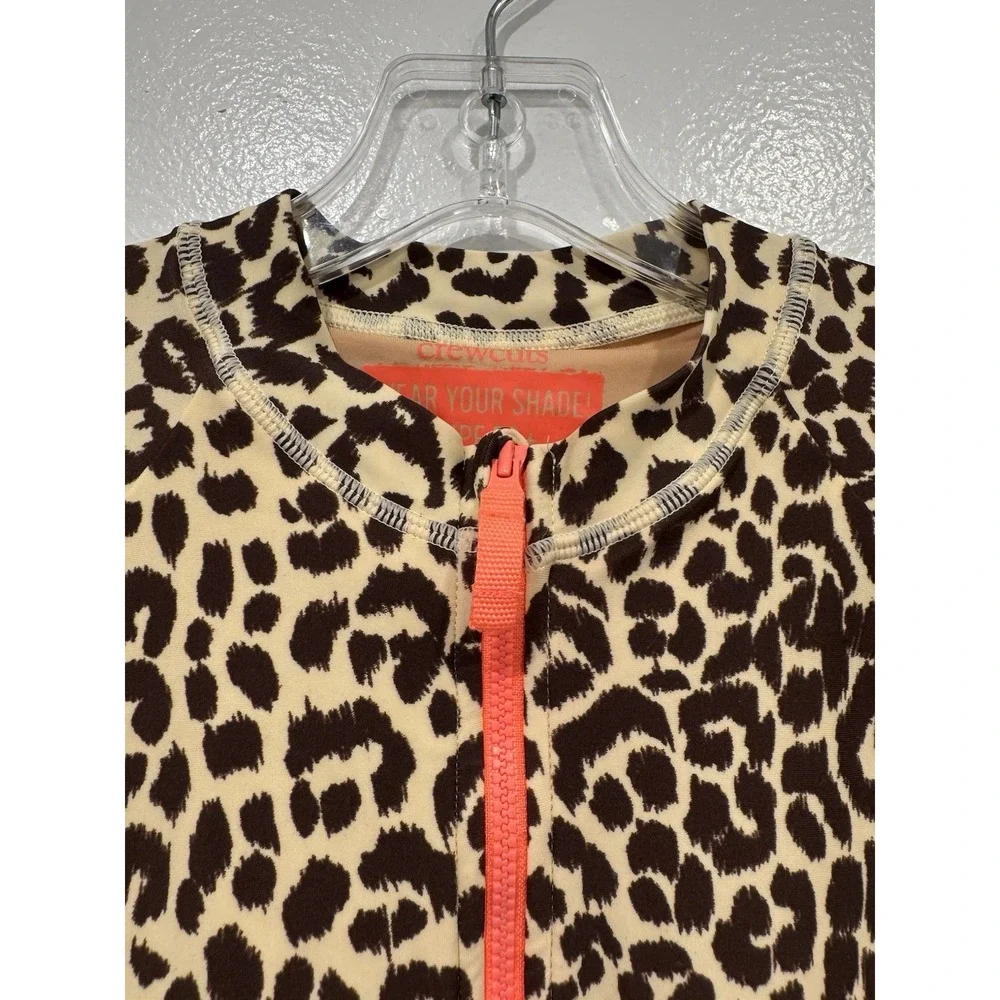 Crewcuts Long Sleeve Swimsuit Girls Size 14 Leopard Print Rashguard Vacation UPF